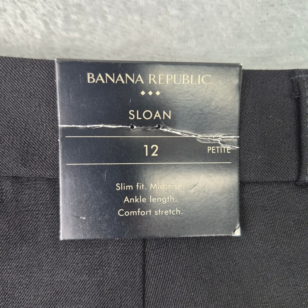 Sloan NWT 12P Banana Republic Slim Fit Mid Rise Ankle Pants Black Women Petite